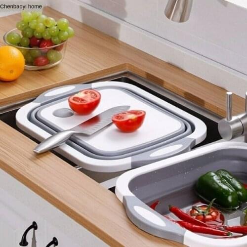 Kitchen Multifunctional Cutting Board Foldable Cutting Board Kitchen Cutting Board Washing Basket Drain Pipe Kitchen Storage Bag