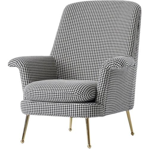 Hot selling Simple Morden Plaid fabrics chair linen living room Armchair Loveseat sofa set wooden Leisure chair