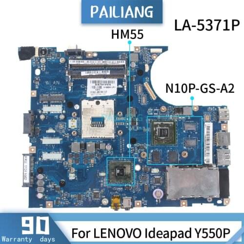 PAILIANG Laptop motherboard For LENOVO Ideapad Y550P Mainboard LA-5371P 11011662 Core HM55 N10P-GS-A2 DDR3