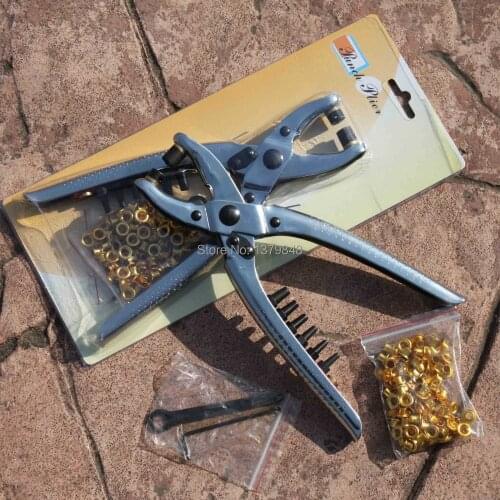 Multi-Function Eyelet Setting+ Hole Maker Fastener Press Eyelet Setter Cloth Snap Hand Tool(Gift 100pcs Buttons)
