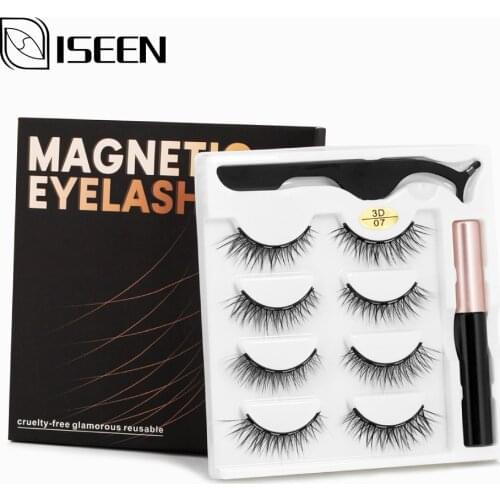 4/3/2 Pairs 3D Faux Mink Magnetic Eyelashes Eyeliner Set Natural Short False Eyelashes Magnetic Eyeliner&Tweezer Makeup Tools