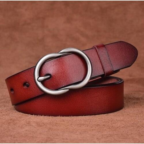 New woman belt genuine leather high quality first layer cow skin female strap fashion designer brand thin belt pin metal buckle