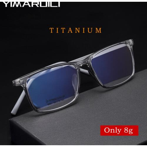 Pure Titanium Glasses Frame Men Business Light Full Frame Black Comfortable Square Computer Myopia Optical Eyeglasses Frame 8881