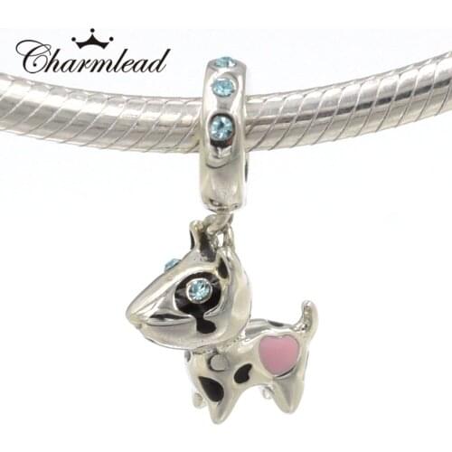 Original 925 Sterling Silver Beads Cute dog Charm Pendant for Snake Chain Bracelets