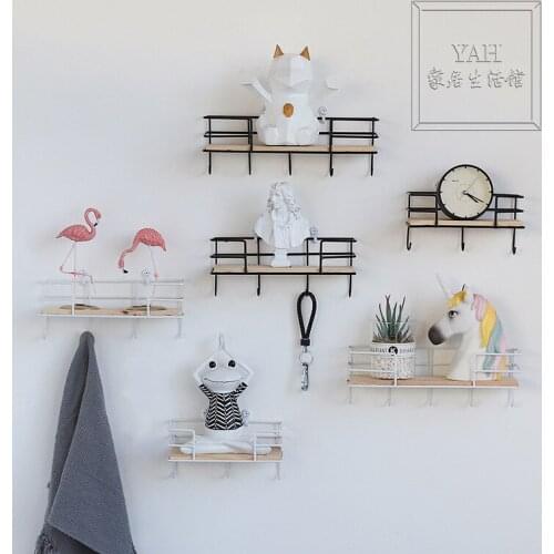 A Simple Modern Ins Wind-iron Partition Wall on The Frame Hook Bedroom Bathroom Wall Towel Hook