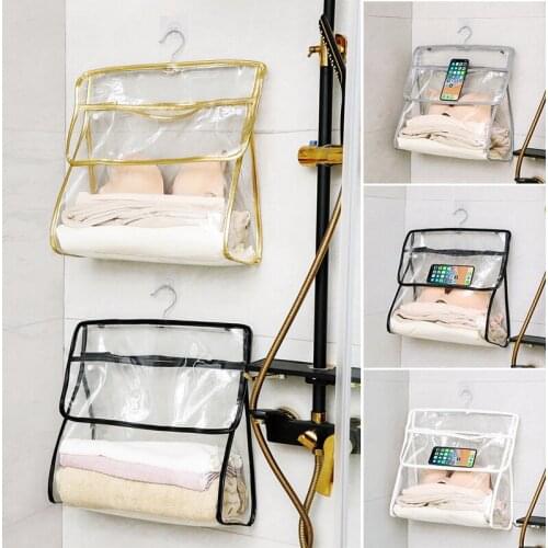 Transparent Bathroom Storage Bag Waterproof Dustproof Clothes And Toiletry Hanging Bag Large Capacity Home Organizer A1