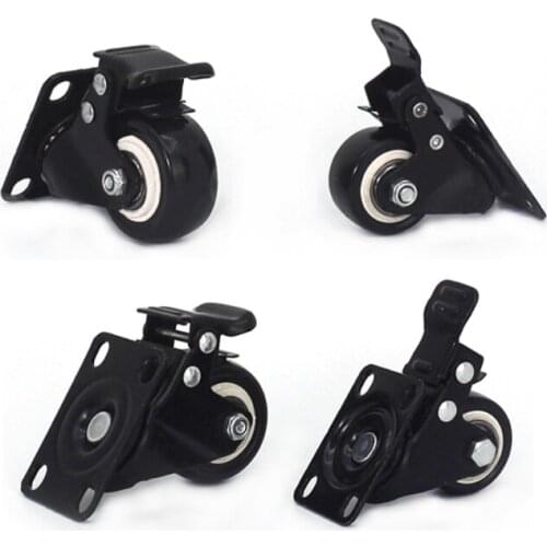 2pcs Casters Wheels Polyurethane PU Swivel Caster Silver Roller Wheel For Platform Trolley Chair Household Feet