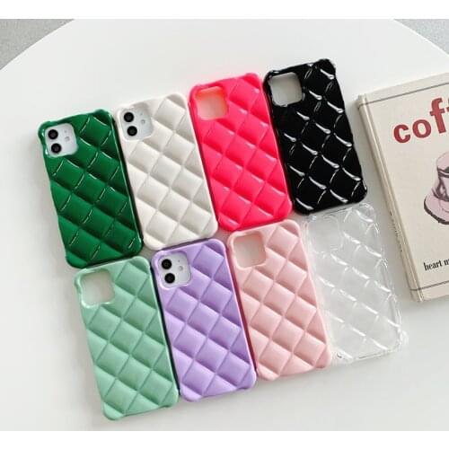 12 Pro Case Cute Jelly Candy Diamond Rhombus CC Style Silicon Cover for iPhone 11 Pro Max XR X XS 12 Mini SE 2020 7 Plus 8 Cases