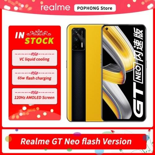 CN Version Realme GT Neo 5G Mobile Phone 6.43'' 120Hz Super AMOLED screen MediaTek 1200 Octa Core 50W Smart Flash Charger WiFi 6