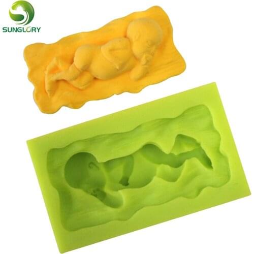 Sleeping Baby Shaped Silicone Mold 3D Non-stick Infant Fondant Silicone Cake Mold For Baking Paste Americana Cake Tools Kitchen