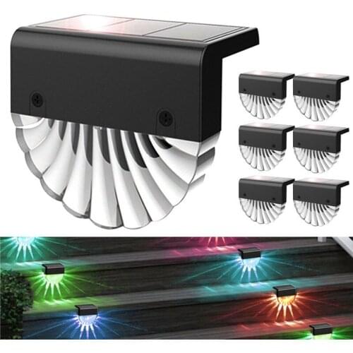 LED RGB Shell Fence Wall Solar Lamp Stair Light Outdoor Waterproof Garden Patio Decoration Step Fence Home Decor Solar Light