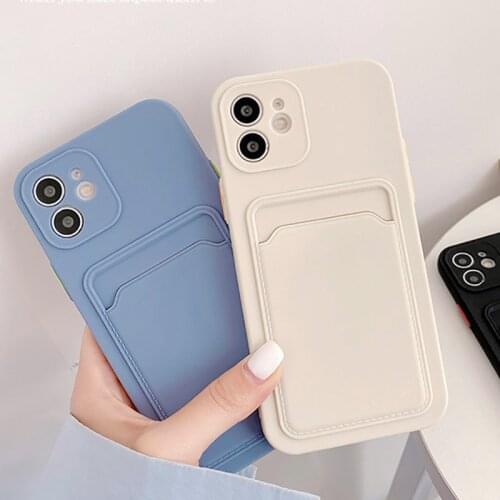Card Slot Case For Iphone 11 Cases Liquid Silicon Fundas Iphone 12 Pro Max XR 7 8 Plus SE 2020 X XS 12Pro Max Mini Cover Coque