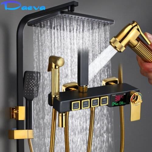 Thermostatic Digital Display Shower Set Shower Mxer Crane Rain Shower Bath Faucet Bathtub Shower Mixer Luxury Rainfall Faucets