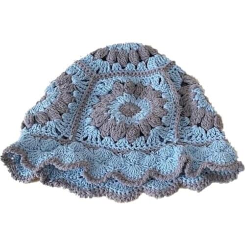 M4YF Hollowing-Out Hats in INS Style All Season Bucket Hats 100% Handmade Fisherman Hat with Multiple Color Options