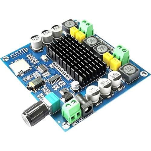 XH-A105 Bluetooth 5.0 TDA7498 digital Power amplifier board Stereo Audio AMP Module Support TF Card AUX 2x100W
