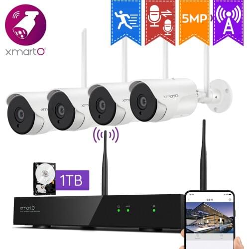 XMARTO 8CH 2K 1296P HD Wireless Home Security Camera System with 5MP NVR and 2-Way Audio, Human Detection, Dual WiFi Functions