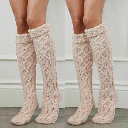 Women Knit Leg Warmmer Winter Warm Knee High Stockings Fall Spring Over The Knee Boot Topper Pantyhose