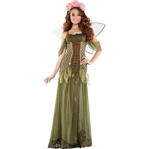 Love live Flowers Fairy Theme Party Stage Costume Halloween Sexy Green Elf Princess Fancy Dress