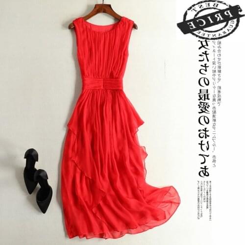 Summer Dress Women 100% Real Silk Long Dresses Sleeveless White Pink Dresse Party Dress Vestidos Verano 2012 Clothes 222a