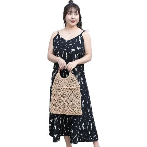 2019 Plus Size XL-5XL Summer Sexy Suspender Maxi Dress Women Print Bohemia Beach Dresses Female Elegant Sling Long Dresses G212
