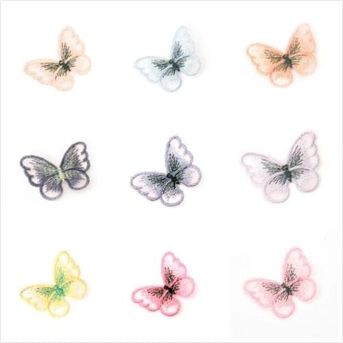 100pcs DIY Stereo One Layer Butterfly Embroidery Lace Patch Fabric Applique Stickers Clothes Sew Decoration 2021