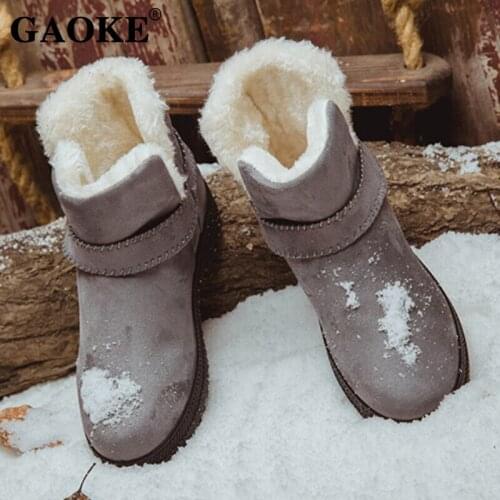 2019 Woman Winter Shoes Woman Ankle Boots Woman Snow Rubber Boots Winter Platform Snow Shoes Warm Plush Heel Shoes Lady Footwear