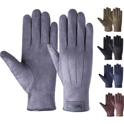 2021 Winter Warm Velvet Suede Touch Screen Gloves Mens Outdoor Riding Mountaineering Motorcycle Non-Slip Skiing Gloves