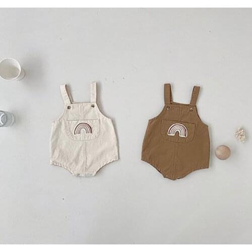 2021 Autumn New Baby Girls Clothes Rainbow Embroidery Bodysuit Cotton Newborn Overalls Outfits Toddler Boys Jumpsuit