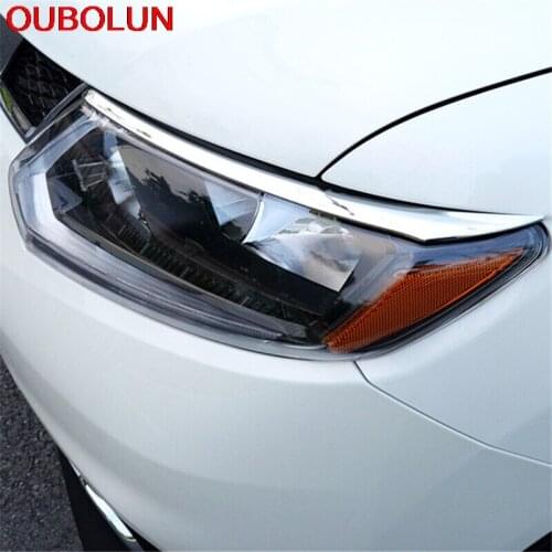 ABS Chrome Fit For Nissan X-Trail X Trail Rogue T32 2014 2015 2016 Headlights Eyebrow Cover Front Lights Trim