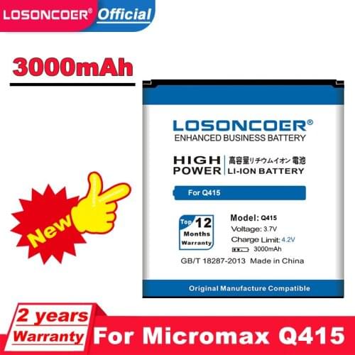 LOSONCOER 3000mAh for Micromax Q415 Canvas Pace 4G Battery Cellphone +Tracking Number