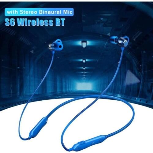 S6 Neckband Wireless Bluetooth Earphone Sport headset with Microphone For iPhone 7 8 X samsung xiaomi huawei android