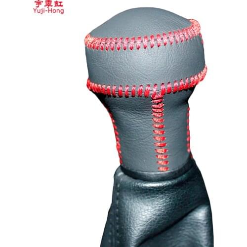 Yuji-Hong Car Gear Covers Case for Peugeot 207 307 308 408 KIA Cerato Manual Shift Collars Genuine Leather Hand-stitched Cover