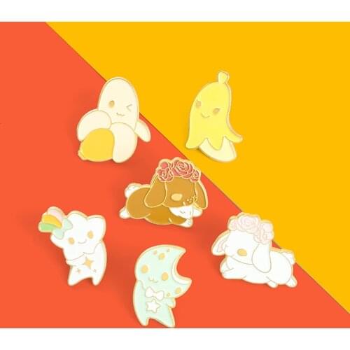 Cartoon Star Moon Cheese Anime Enamel Pins Anime Bulk Cute Brooches For Kids Friends Backpacks Lapel Pin Jewelry Gifts Wholesale