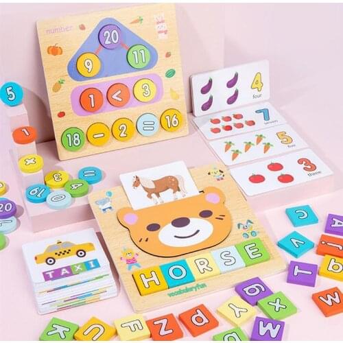 2 in 1 Children Montessori Toys Learning Board Puzzle Toy Skill Development Wooden Toys Gift for Birthdays Christmas