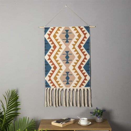 50x70cm Nordic Printed Handmade Woven Tassel Tapestry Wall Hanging Decor For Home Bedroom Tapestrys Office Dorm Room Decoration