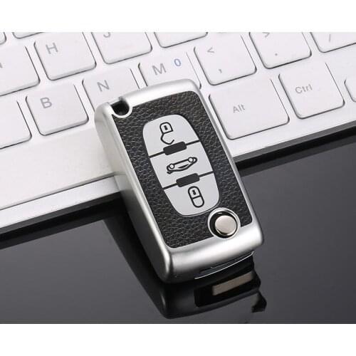 Carbon silicone Car Key Case Cover For Peugeot 206 407 307 607 For Citroen C2 C3 C4 C5 C6 berlingo Remote key shell 2/3 Buttons