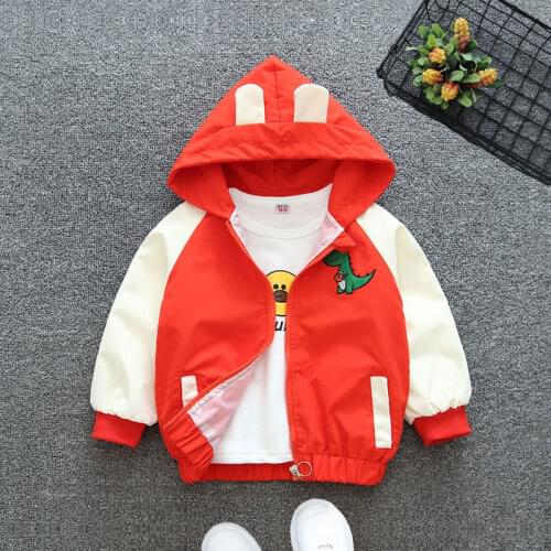 1 2 3 4 5 6 Years Baby Boys Coats Spring Autumn Cartoon Dinosaur Handsome Hooded Jacket For Boy Toddler Kids Outerwear