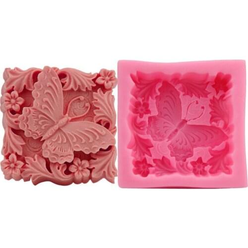 Square Butterfly Pattern Silicone Soap Mold Fondant Cake Baking Molds Handmade Soap Candle Decorating Tools DIY Cake Crafts