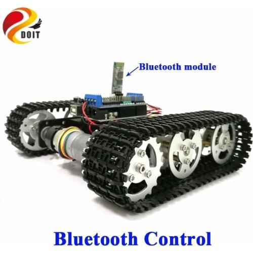DOIT Bluetooth Control Metal Robot RC Tank Car Chassis Crawler Tracked Robot Competition with UNO R3 Board+Motor Drive Shield