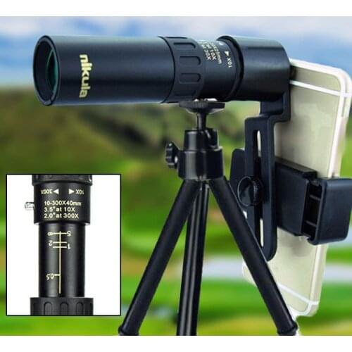 4K 10-300X40mm Super Telephoto Zoom Monocular Telescope Portable High Zoom Professional for Camping Hunting Night Vision