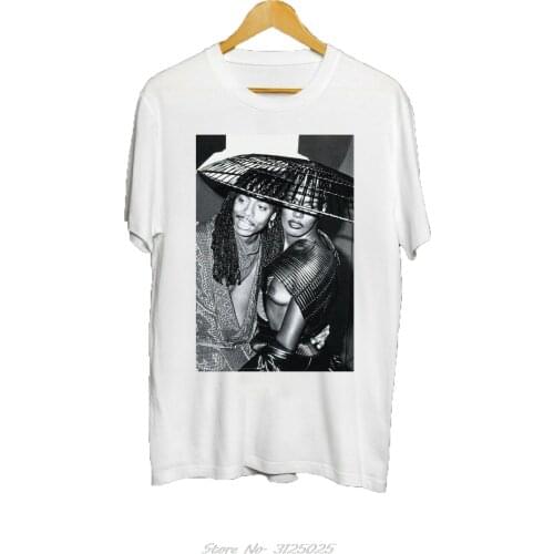 Fashion Vintage Rick James & Grace Jones Retro T Shirt Men Cotton Tees Streetwear
