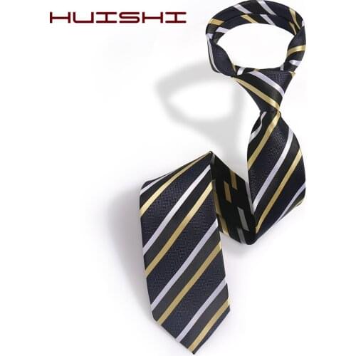 HUISHI Mens Ties New Fashion Striped Blue Grey Classic Neck Ties Leisure Business Wedding High Quality 8cm Necktie For Men