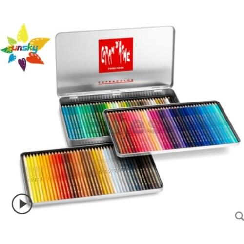 CARAN D'ACHE SUPRACOLOR series 12/18/30/40/80/120color Water soluble colored lead iron box set professional drawing art supplies