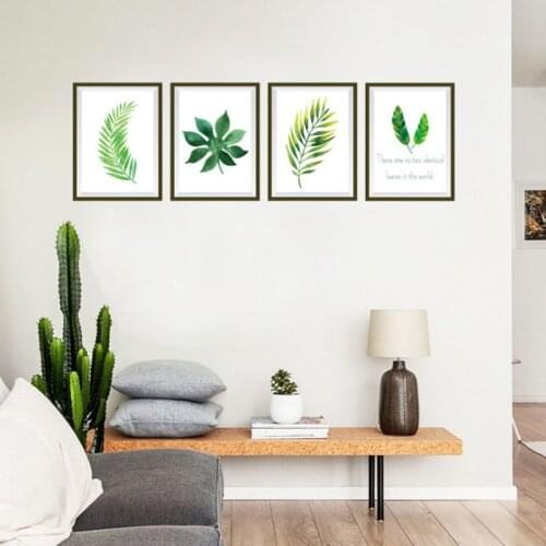Nordic Plant Photo Frame Decoration Stickers Dining Room Bedroom Bedside Living Room TV Decal Home Decor Green Leaf Wall Sticker