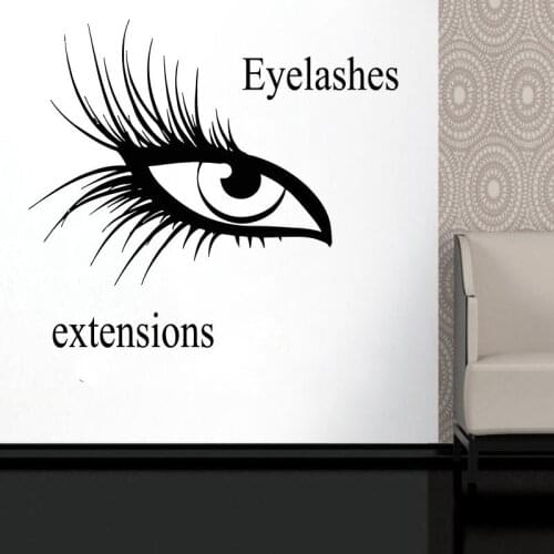 Eyelashes Eye Wall Decal,Girls Eyes Extensions Eyebrows Vinyl Sticker, Beauty Salon Decoration, Make Up Window Glass Deco SL21
