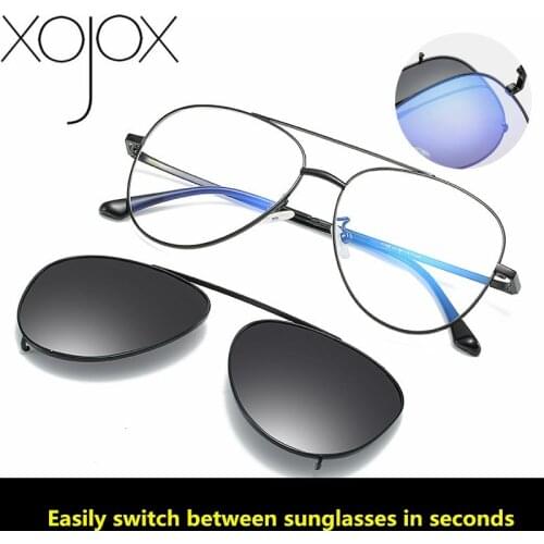 XojoX Vintage Polarized Sunglasses Men Luxury Brand Classic Myopia Double Clip Lens Sun glasses Women Metal Hook Eyewear UV400