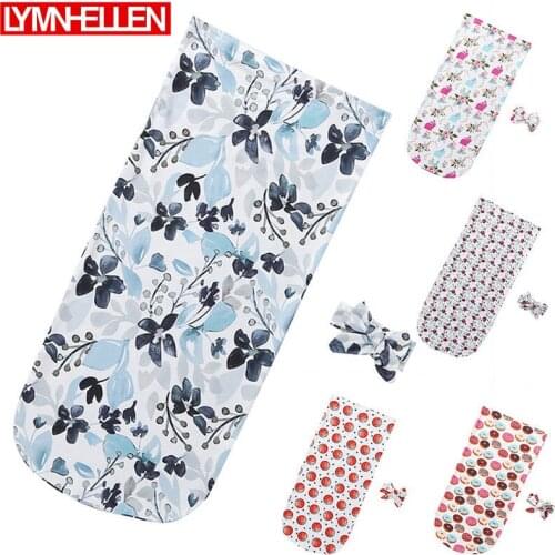 Newborn Floral Donut Basketball Printing Blanket Baby Boys Girls Lovely Sleeping Bag Wrap Headband Cloth 0-12M