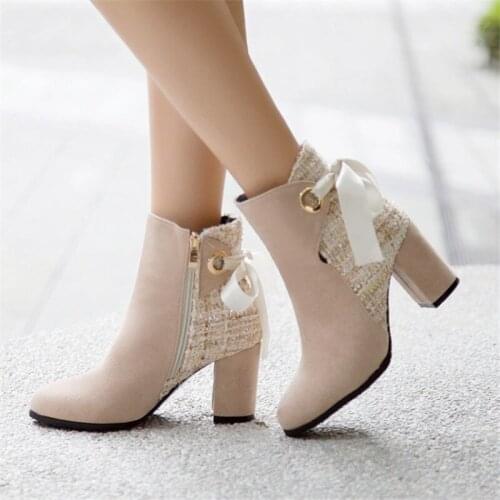 PXELENA Hot 2020 Koean Autumn Ankle Boots Faux Suede Chunky Block High Heels Office Lady Party Dress Daily Shoes Plus Size 34-43