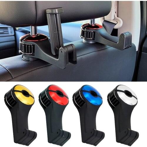 Car Headrest Stand with Phone Holder Car Seat Back Hanger for Handbag Grocery Organizer Auto Fastener Clips Interior Accessories
