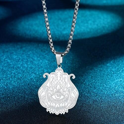 Chandle Hamsa Pendant - Hand Of Fatima Necklace - Evil Eye Charm